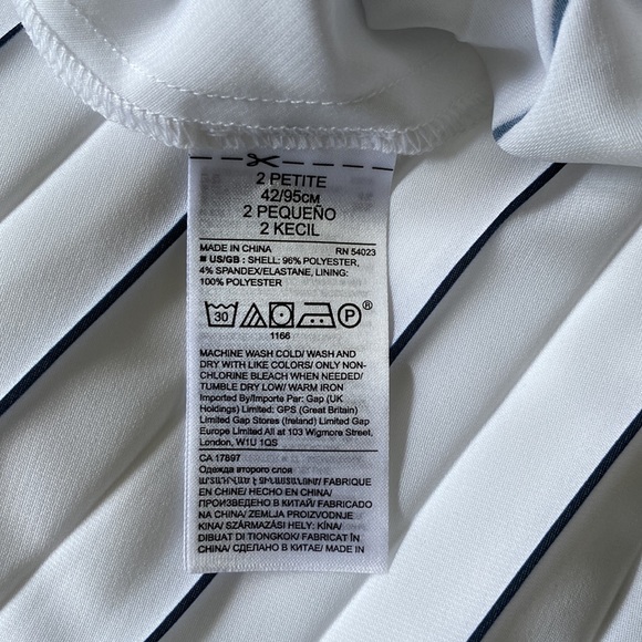 ** SOLD ** Pleated White & Navy Striped Midi Skirt - Picture 8 of 8